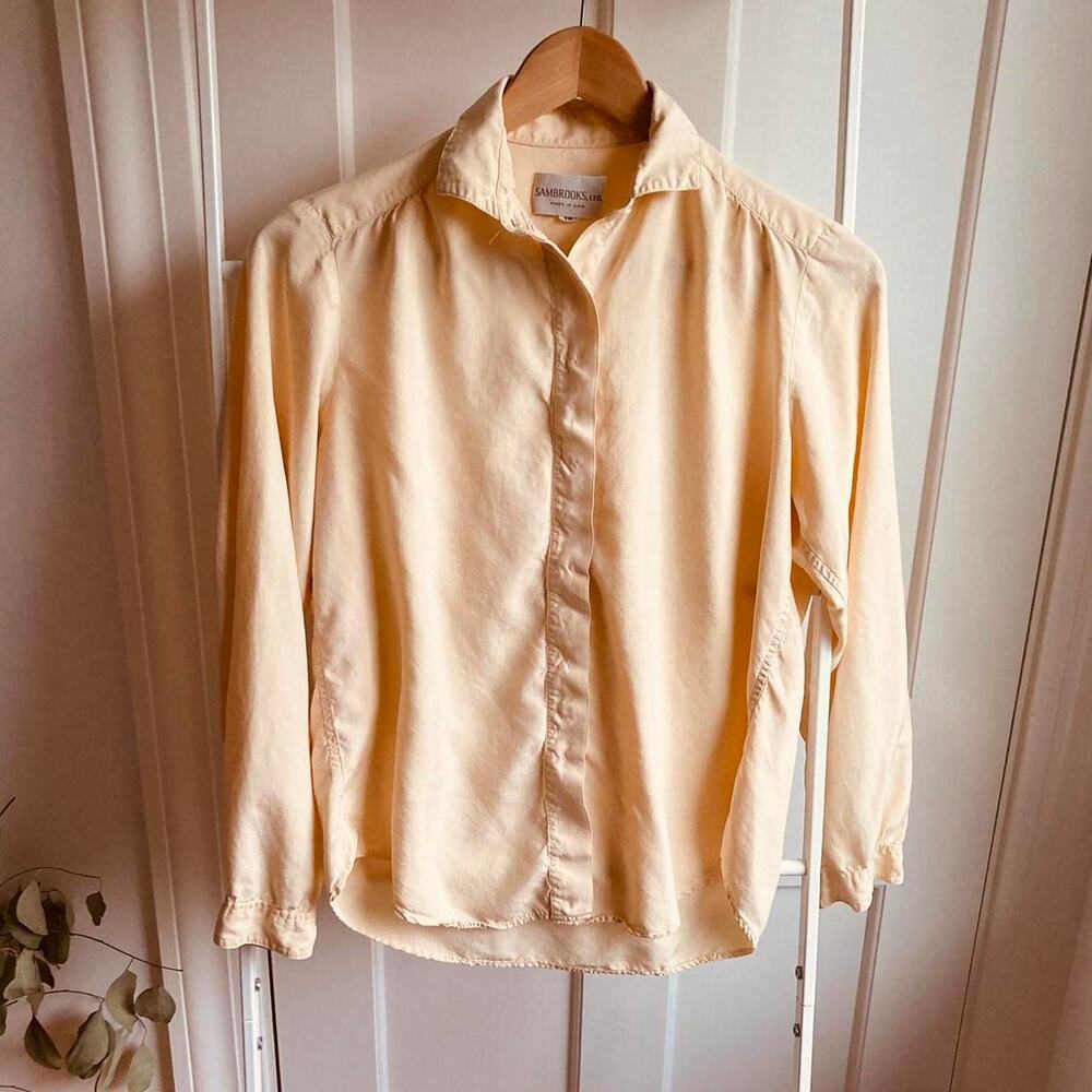 Vintage Cream Silk Button-down Shirt